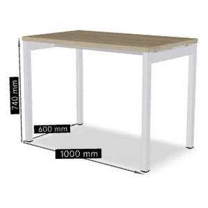 OGI Y iroda asztal (4-lábas, merevítő gerendás) 100 x 60 fehér láb / tölgy asztallap