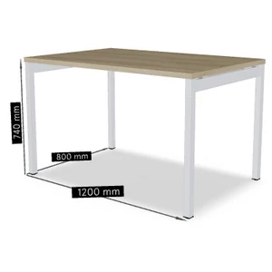 OGI Y iroda asztal (4-lábas, merevítő gerendás) 120 x 80 fehér láb / tölgy asztallap
