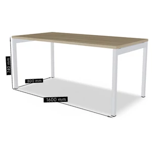 OGI Y iroda asztal (4-lábas, merevítő gerendás) 160 x 80 fehér láb / tölgy asztallap