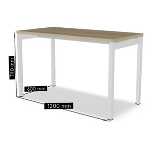 OGI Y iroda asztal (4-lábas, merevítő gerendás) 120 x 60 fehér láb / tölgy asztallap