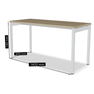 OGI Y iroda asztal (4-lábas, merevítő gerendás) 140 x 60 fehér láb / tölgy asztallap