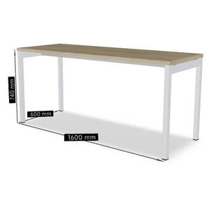 OGI Y iroda asztal (4-lábas, merevítő gerendás) 160 x 60 fehér láb / tölgy asztallap