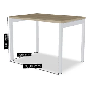 OGI Y iroda asztal (4-lábas, merevítő gerendás) 100 x 70 fehér láb / tölgy asztallap