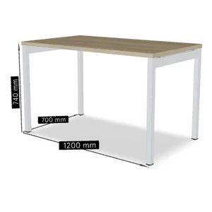 OGI Y iroda asztal (4-lábas, merevítő gerendás) 120 x 70 fehér láb / tölgy asztallap