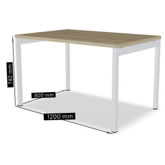 OGI Y iroda asztal (4-lábas, merevítő gerendás) 120 x 80 fehér láb / tölgy asztallap