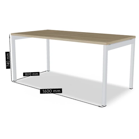 OGI Y iroda asztal (4-lábas, merevítő gerendás) 160 x 80 fehér láb / tölgy asztallap