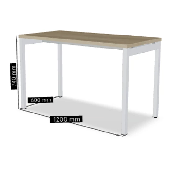 OGI Y iroda asztal (4-lábas, merevítő gerendás) 120 x 60 fehér láb / tölgy asztallap