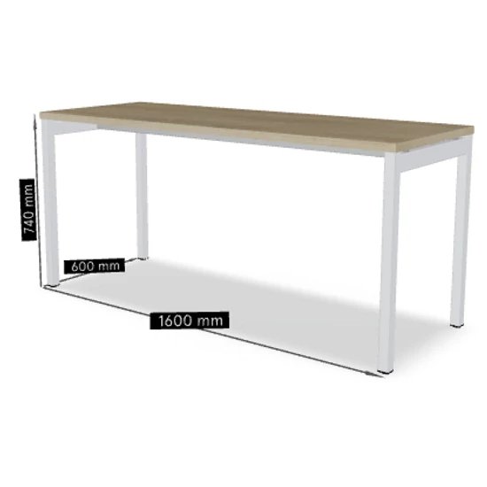 OGI Y iroda asztal (4-lábas, merevítő gerendás) 160 x 60 fehér láb / tölgy asztallap