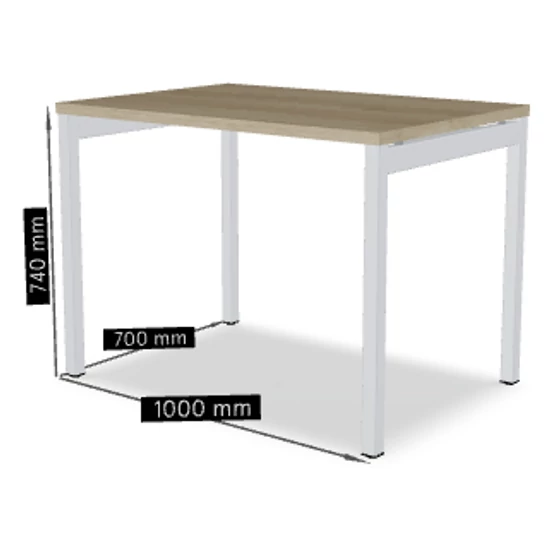 OGI Y iroda asztal (4-lábas, merevítő gerendás) 100 x 70 fehér láb / tölgy asztallap