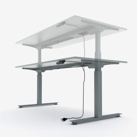 Ergomaster, elektromosan emelhető asztal alumínium lábszerkezettel, 160 cm, tölgyasztallap